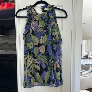 Floral Ruffle Sleeveless Top